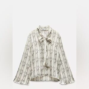 Zara Ancient Column Graphic Blouse